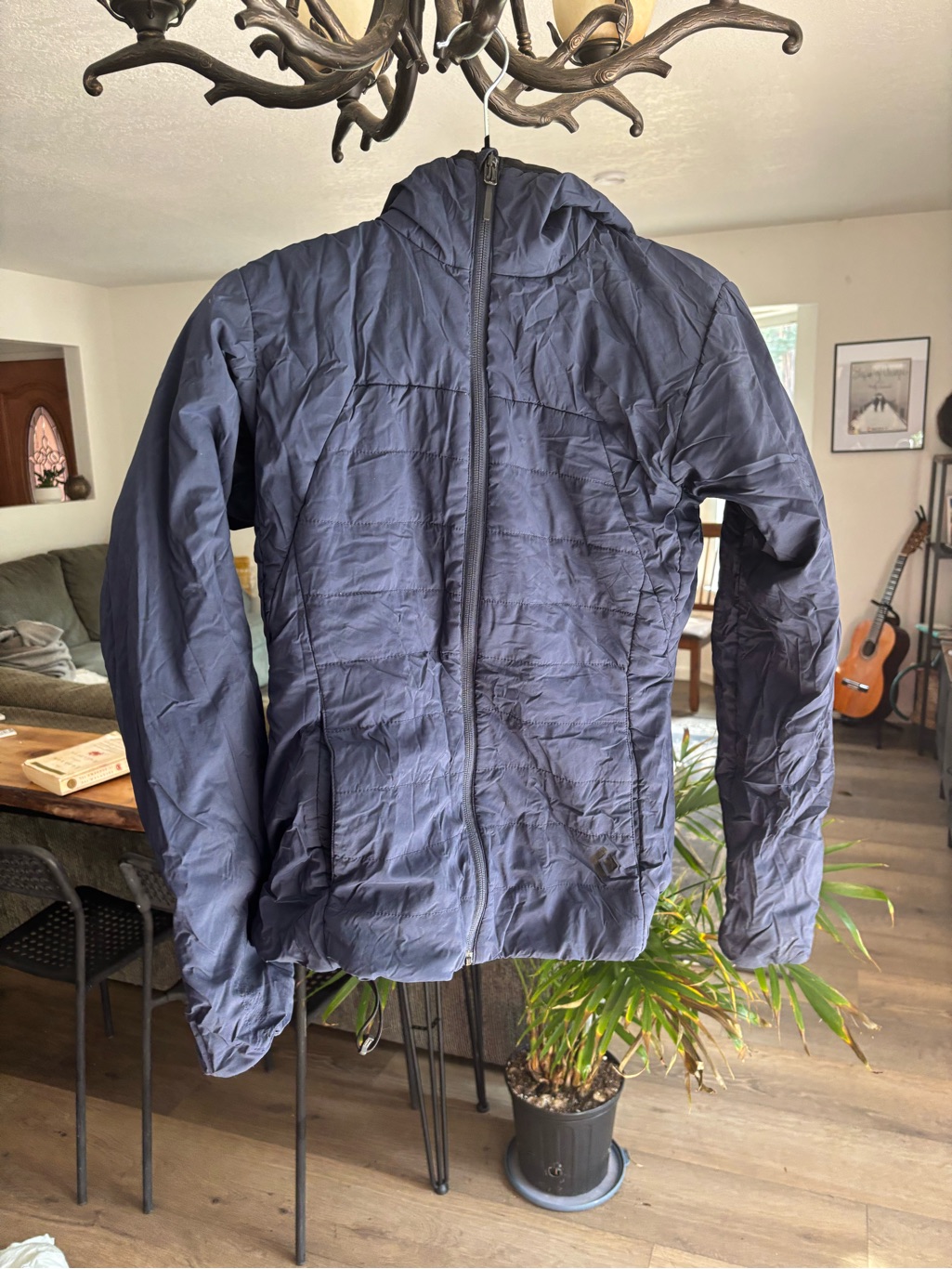 Black Diamond Navy Hooded Mid- Weight Packable Jacket Prima Loft